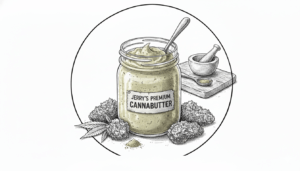 Jerry's premium homemade cannabutter made from fresh harvest buds, perfect for potent edibles.