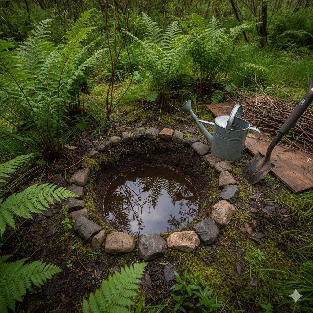 Hand dug 'well' for watering cannabis