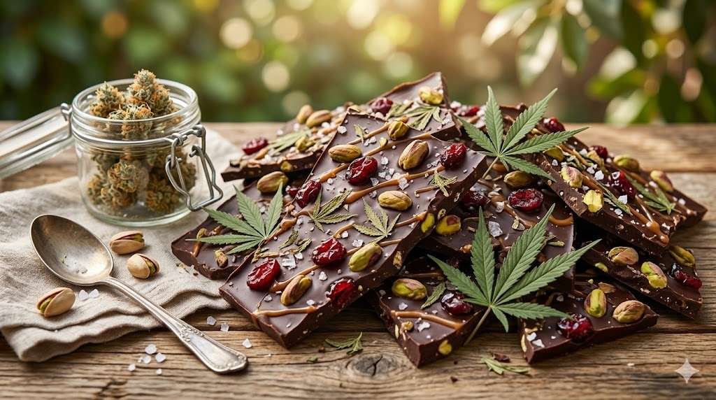 Enjoy delicious cannabis infused chocolate bark candies.