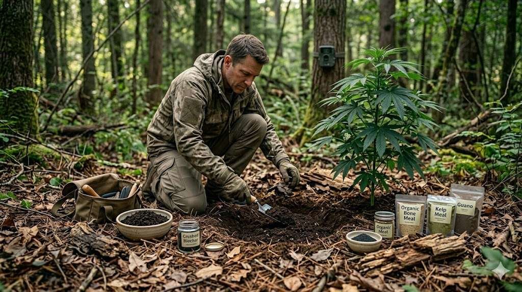 The ghost preparing soil for a guerrilla Cannabis grow.